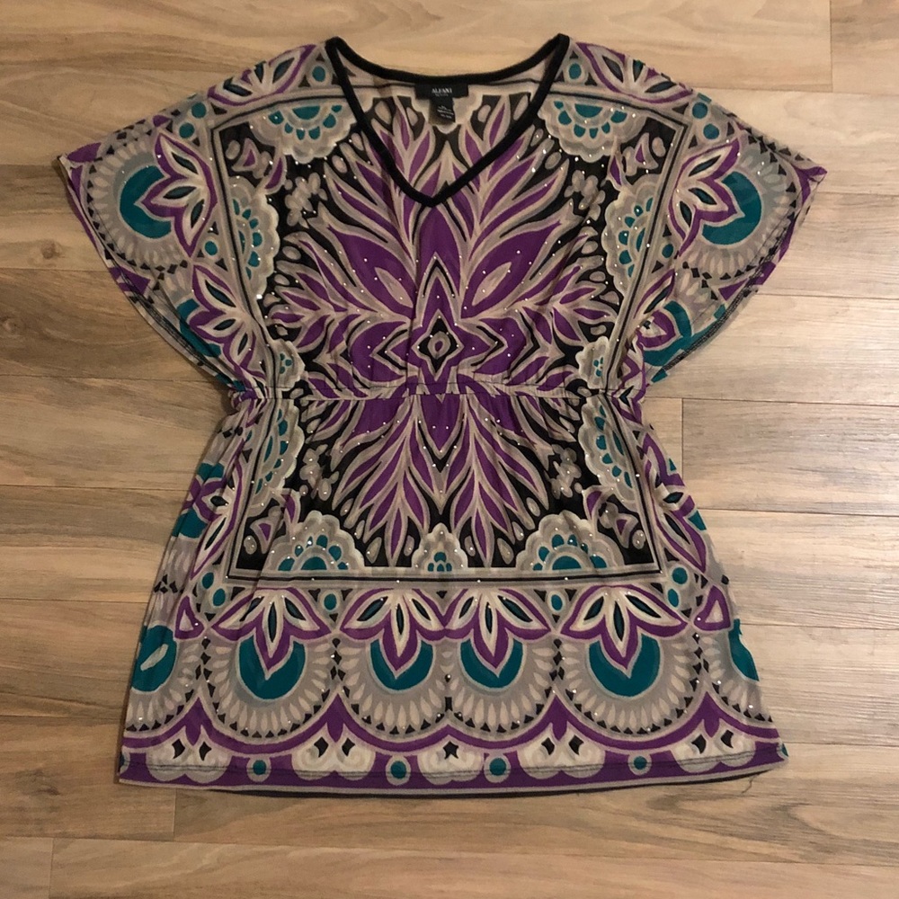 Alfani Sheer Shirt w/Sparkles, PL